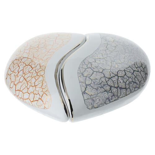 Two-piece urn in orange and light blue marble effect, double heart, 6x16x16 in, 10L 9