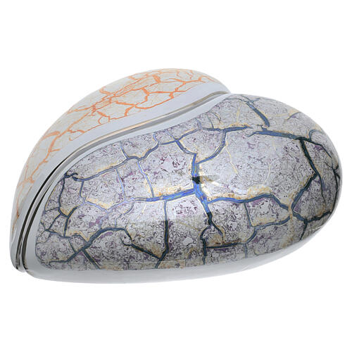 Two-piece urn in orange and light blue marble effect, double heart, 6x16x16 in, 10L 6