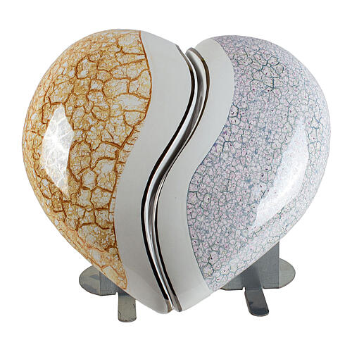 Urna 2 piezas corazón doble naranja y azul efecto mármol 15x40x40 10lt 1
