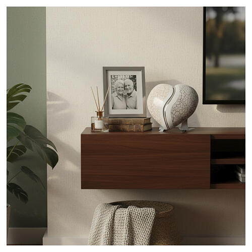 Urna 2 peças coração duplo laranja e azul efeito mármore 15x40x40 cm 10 litros 2