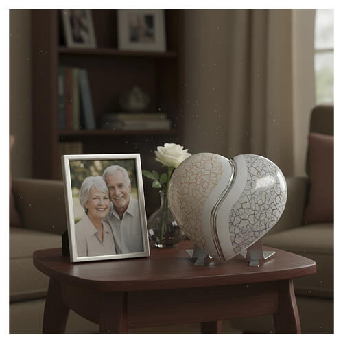 2-piece urn double heart orange and light blue marble effect, 15x40x40 10lt 4