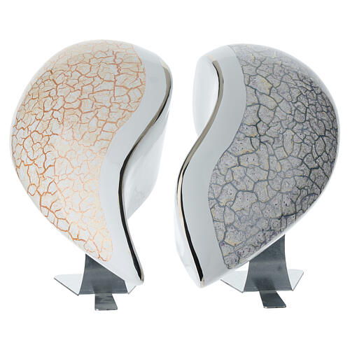 2-piece urn double heart orange and light blue marble effect, 15x40x40 10lt 6