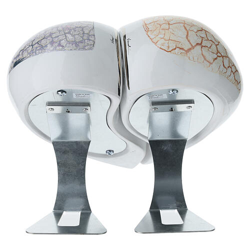 2-piece urn double heart orange and light blue marble effect, 15x40x40 10lt 10