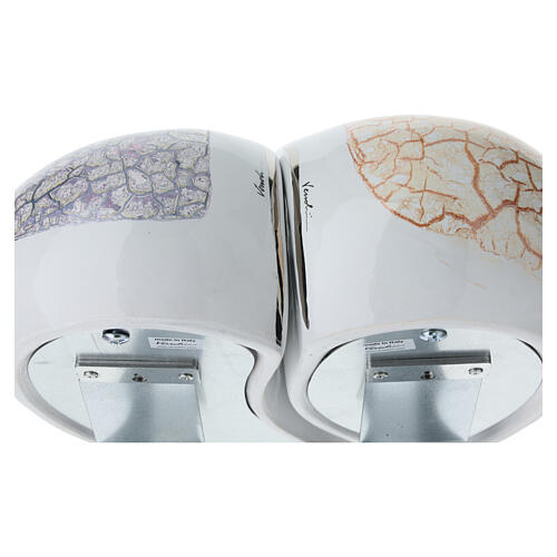 2-piece urn double heart orange and light blue marble effect, 15x40x40 10lt 11