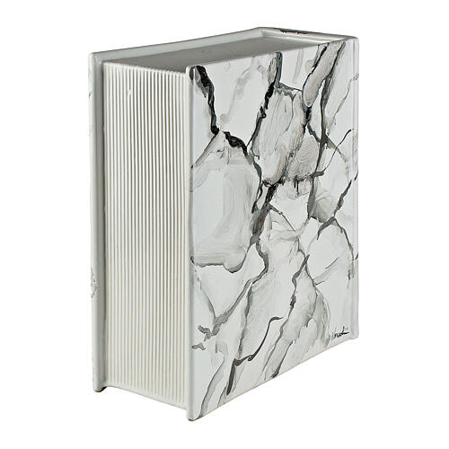 Urne in Buchform, Marmoreffekt mit schwarzen Adern, Keramik – 31x26x12 cm, 5 Liter 1