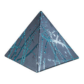 Urna piramidalna czarna z muśnięciami niebieskiego brokatu, 25×26×26 cm, 5 l