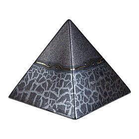 Urne in Pyramidenform, Schwarz matt mit goldener Linie, Marmoreffekt, Keramik – 25x26x26 cm, 5 Liter