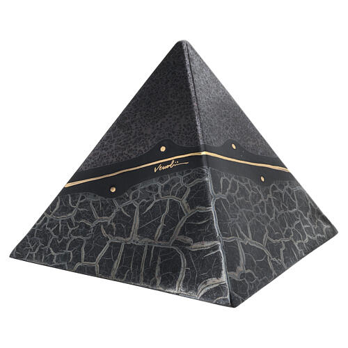 Urna pirâmide preta linha dourada efeito mármore 25x26x26 cm 5 litros 3