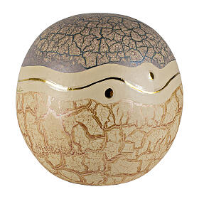 Beige sphere urn with gold and brown marble effect, 25 cm, 7 litres