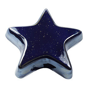 Urne in Sternform, Mitternachtsblau mit silberner Linie, Keramik – 39x39x12 cm, 5 Liter
