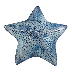 Urne in Seesternform, Blau mit feinen Punktakzenten, Keramik – 39x39x15 cm, 5 Liter