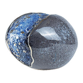 Gray and Blue Egg Urn with Silver Detail, 25x35x26 9L