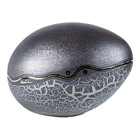 Dark Gray Egg Urn with Gold Marble Effect Detail, 25x35x27 9L