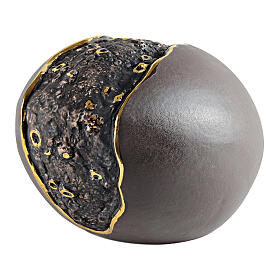 Urne in Ei-Form mit Spalt, Schwarz und Dunkelbraun, goldfarbene Details, Marmoreffekt, Keramik – 35x25x25 cm, 9 Liter