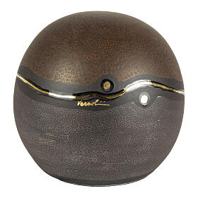 Brown Sphere Urn with Gold Marble Effect Details, 25 cm, 7 liters