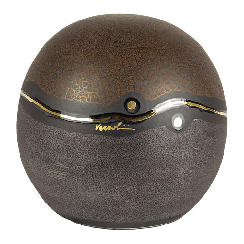 Brown Sphere Urn with Gold Marble Effect Details, 25 cm, 7 liters 1