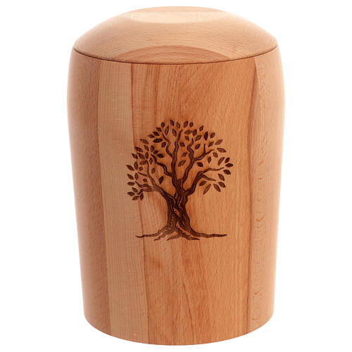 Eco-friendly beech wood cremation urn with Tree of Life engraving 1