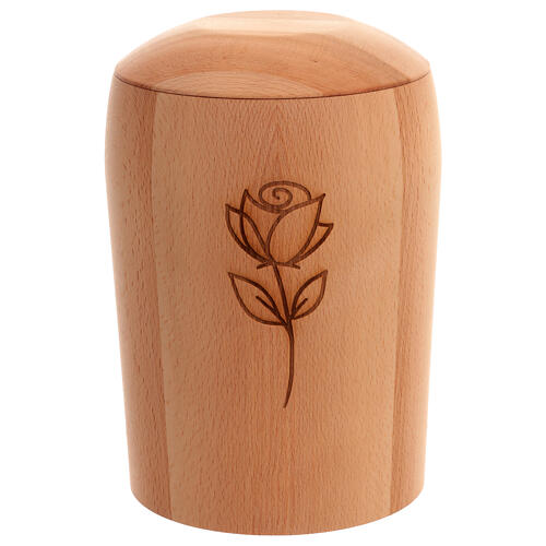 Urna para cenizas madera de haya ecológica grabado rosa 1