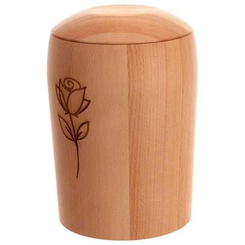 Urna para cenizas madera de haya ecológica grabado rosa 3