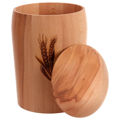 Urna cineraria incisione spighe di grano legno faggio ecologico 2