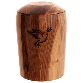 Eco-friendly walnut wood cremation urn with Dove of Peace engraving