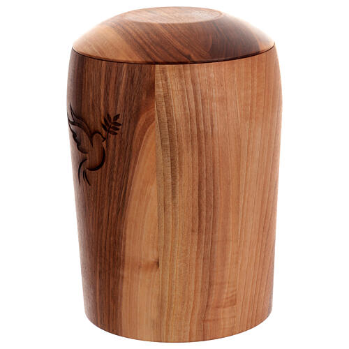 Urna para cenizas de madera de nogal ecológica grabado paloma de la paz 3