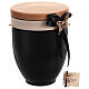 Metal cremation urn with wood lid, black bow and butterfly s1