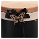Metal cremation urn with wood lid, black bow and butterfly s3