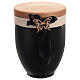 Metal cremation urn with wood lid, black bow and butterfly s4