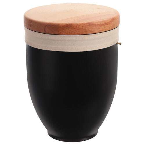 Urna para cenizas metal y tapa madera lazo negro mariposa 6