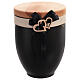 Metal cremation urn with wooden lid, black bow and hearts s3
