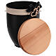 Metal Cremation Urn with Wooden Lid Black Ribbon Hearts s2