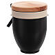 Metal urn for ashes with a wooden lid and a tree of life black bow s6