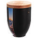 Cremation urn with seaside detail, metal with wood lid s3