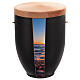 Metal Cremation Urn with Beach and Sea Detail and Wooden Lid s1