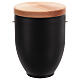 Metal Cremation Urn with Beach and Sea Detail and Wooden Lid s4