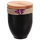 Metal funerary urn with wood lid and crochet details with orchid s3