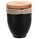 Metal cremation urn with crochet strip and wooden lid s4
