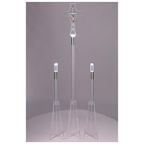Complete funeral set with plexiglass cross and LED lighting candlesticks