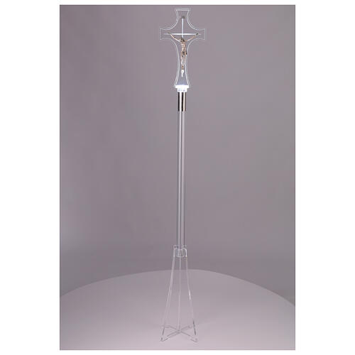 Complete funeral set with plexiglass cross and LED lighting candlesticks 3