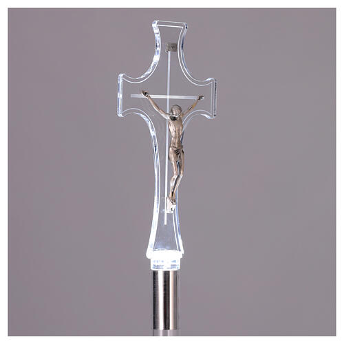 Conjunto fúnebre cruz y candelabros plexiglás iluminación led 2