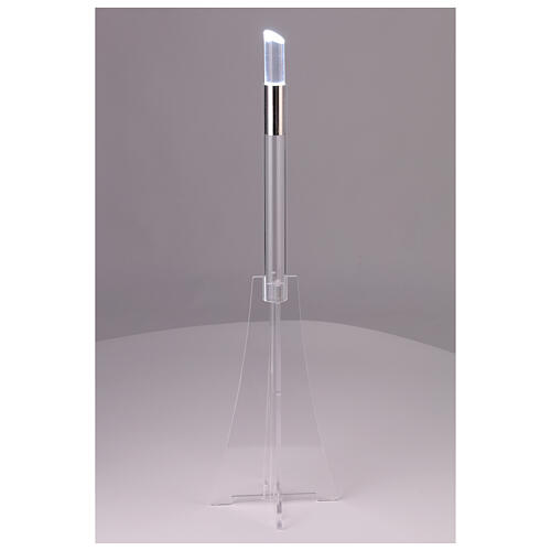 Funeral set with plexiglass cross and LED lighting candlesticks 6