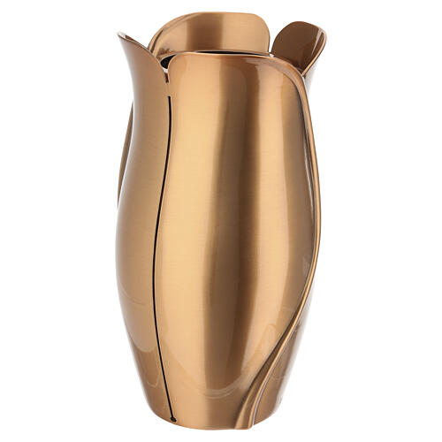 Grabvase, Blütenform – 30 × 15 cm, Metalllegierung in Bronzeoptik 5