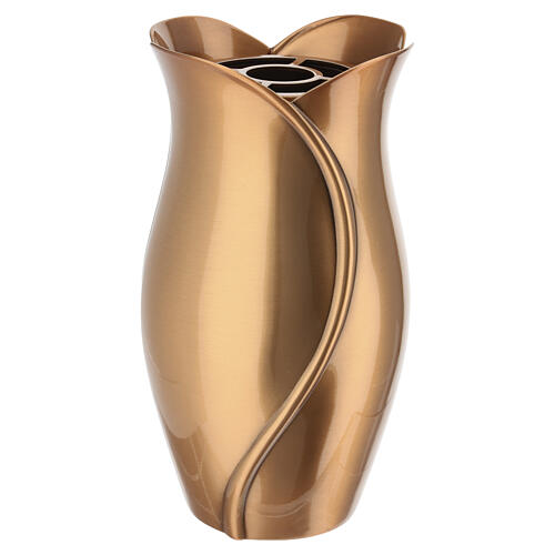 Vase porte-fleurs funéraire finition bronze gamme Fiore 28x15 cm 4