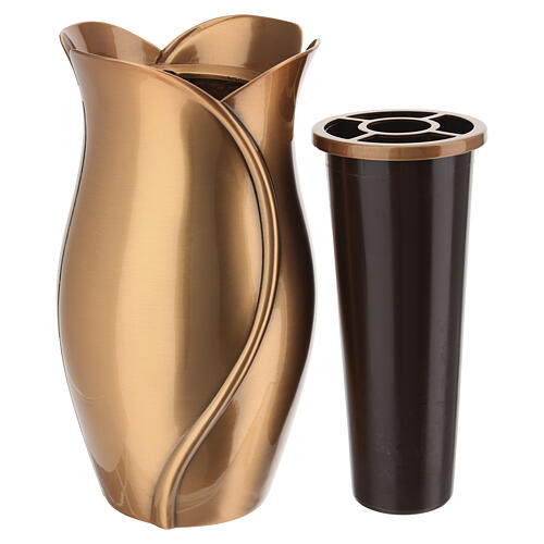 Vaso porta-flores funerário com acabamento em bronze linha Fiore 30x15 cm 6