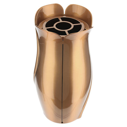 Cemetery flower vase with bronze finish, flower design 30x15 cm 3