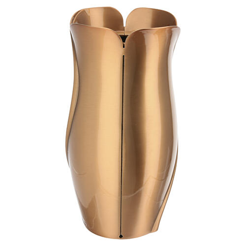 Cemetery flower vase with bronze finish, flower design 30x15 cm 7