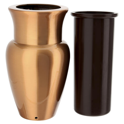 Grabvase für Bodenbefestigung – 20 × 10 cm, Metalllegierung in Bronzeoptik 3