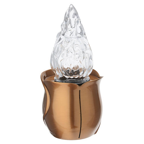 Flower-shaped bronzed cemetery lamp with glass flame protector, 20x10 cm 3