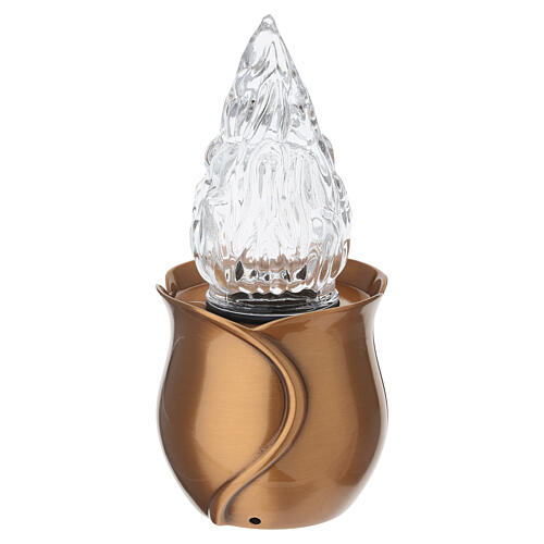 Flower-shaped bronzed cemetery lamp with glass flame protector, 20x10 cm 4